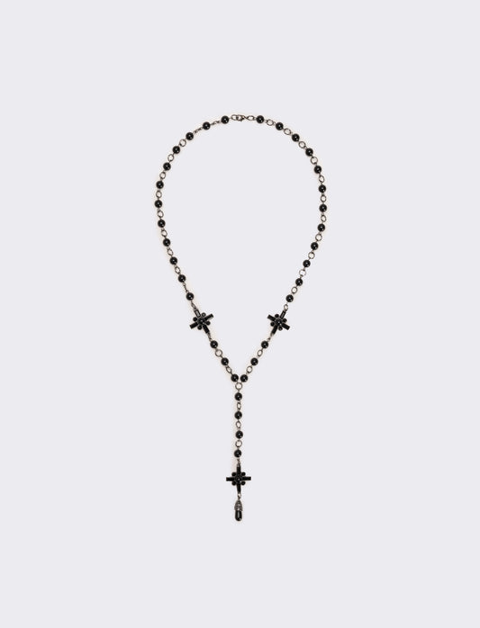 Collana rosario con perle e croci eleganti - canna di fucile