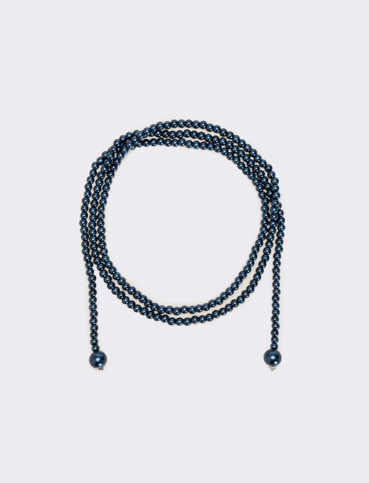 Collana saliscendi con perle eleganti - Blu