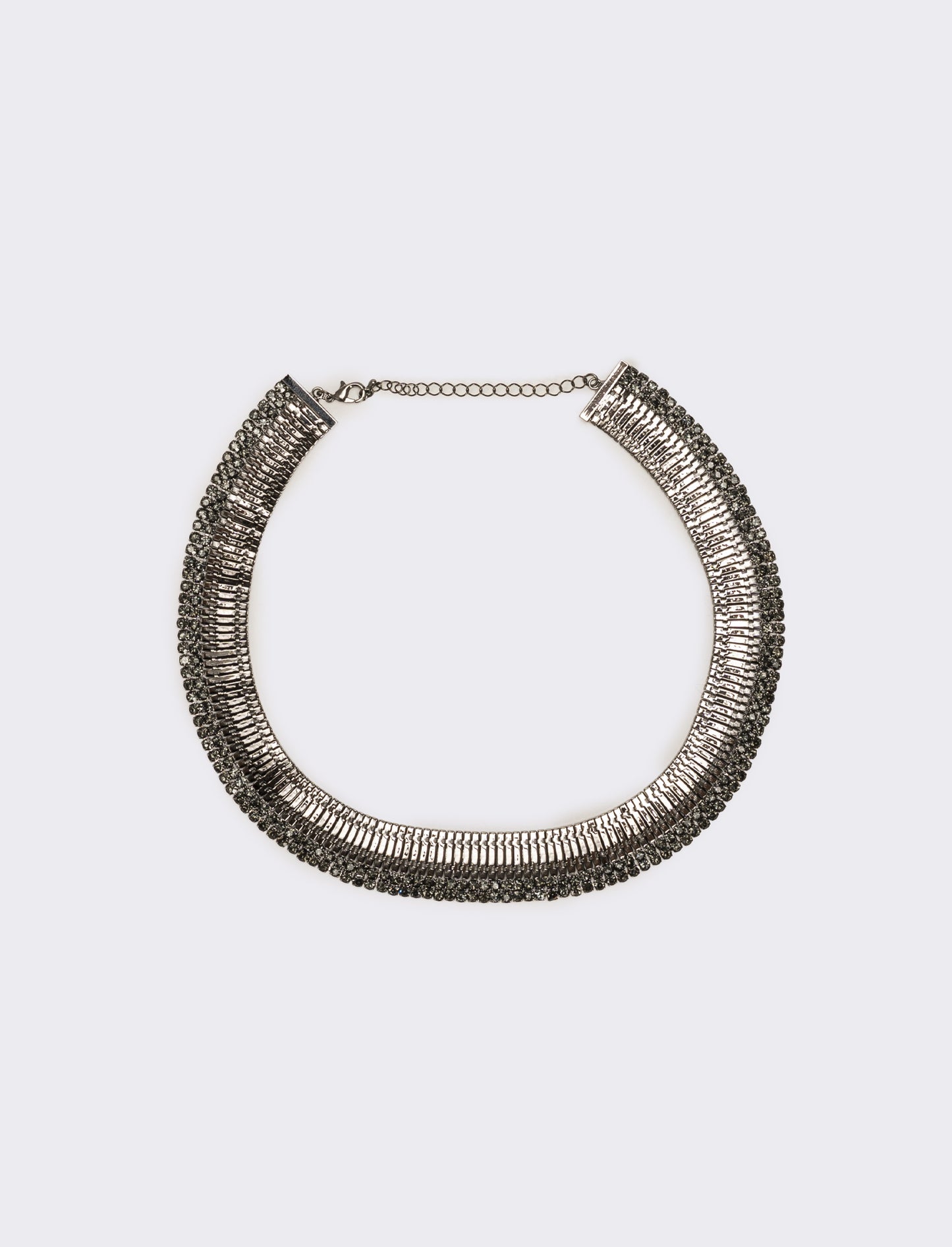 Collana snake semirigida con strass - Argento