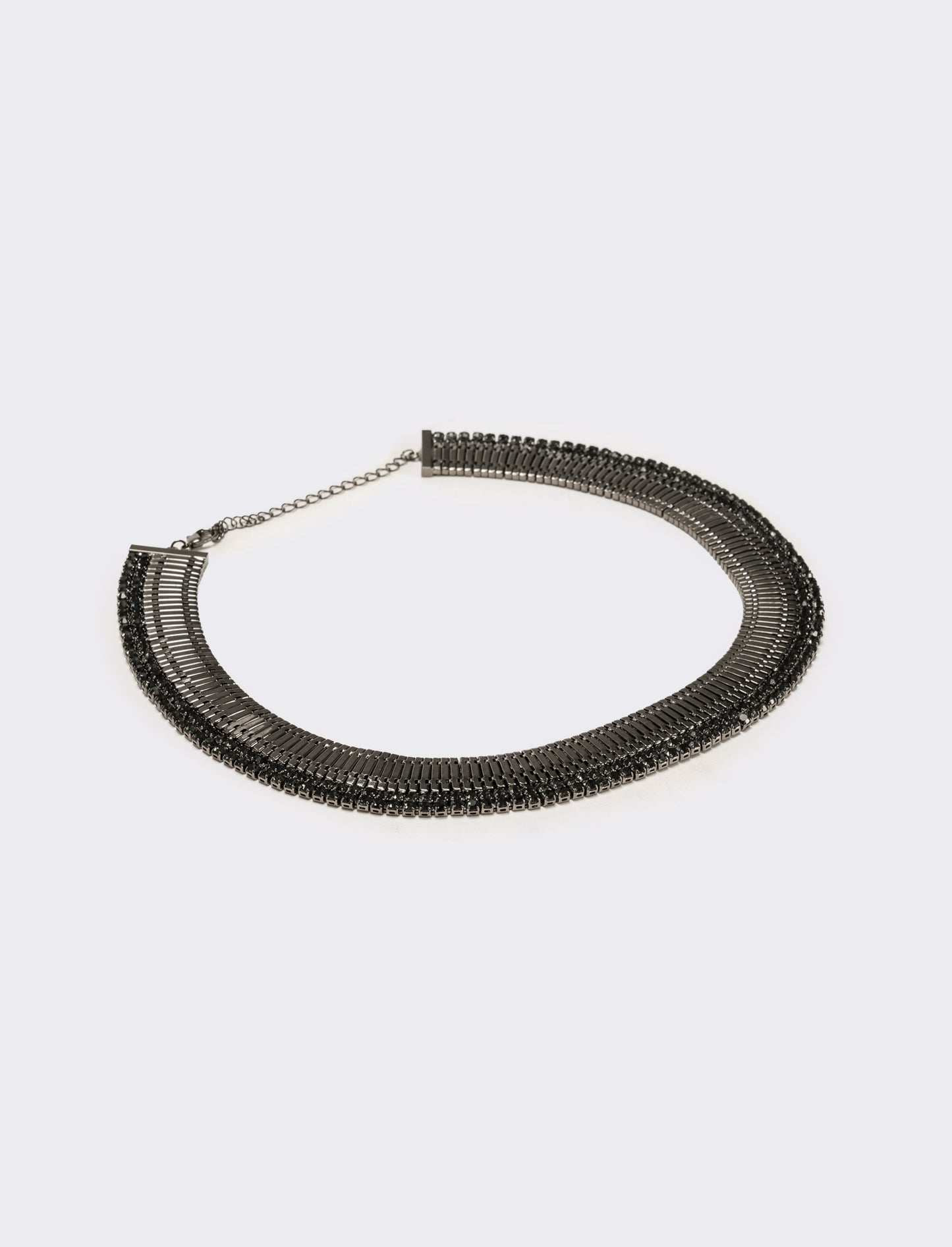 Collana snake semirigida con strass - Argento