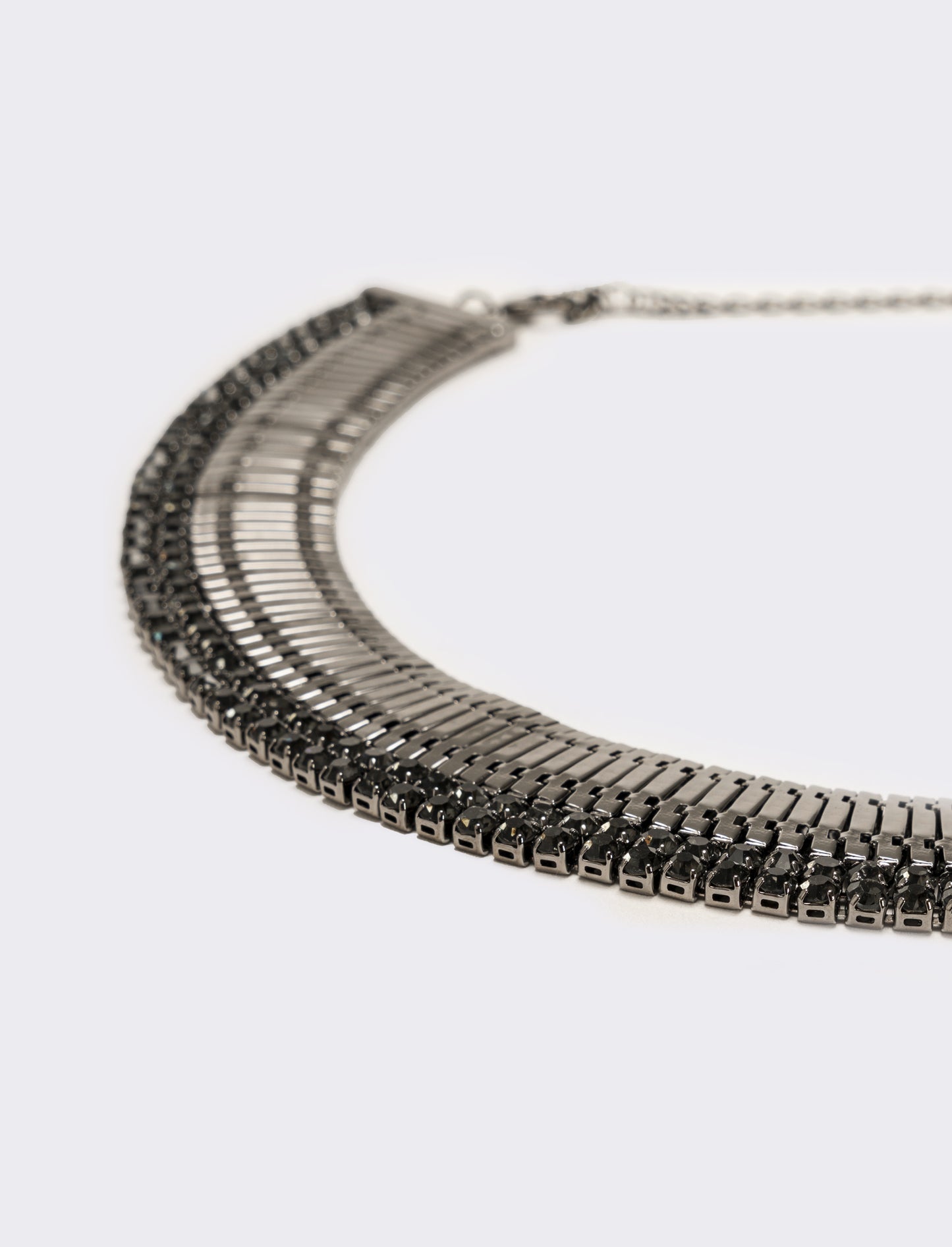 Collana snake semirigida con strass - Argento
