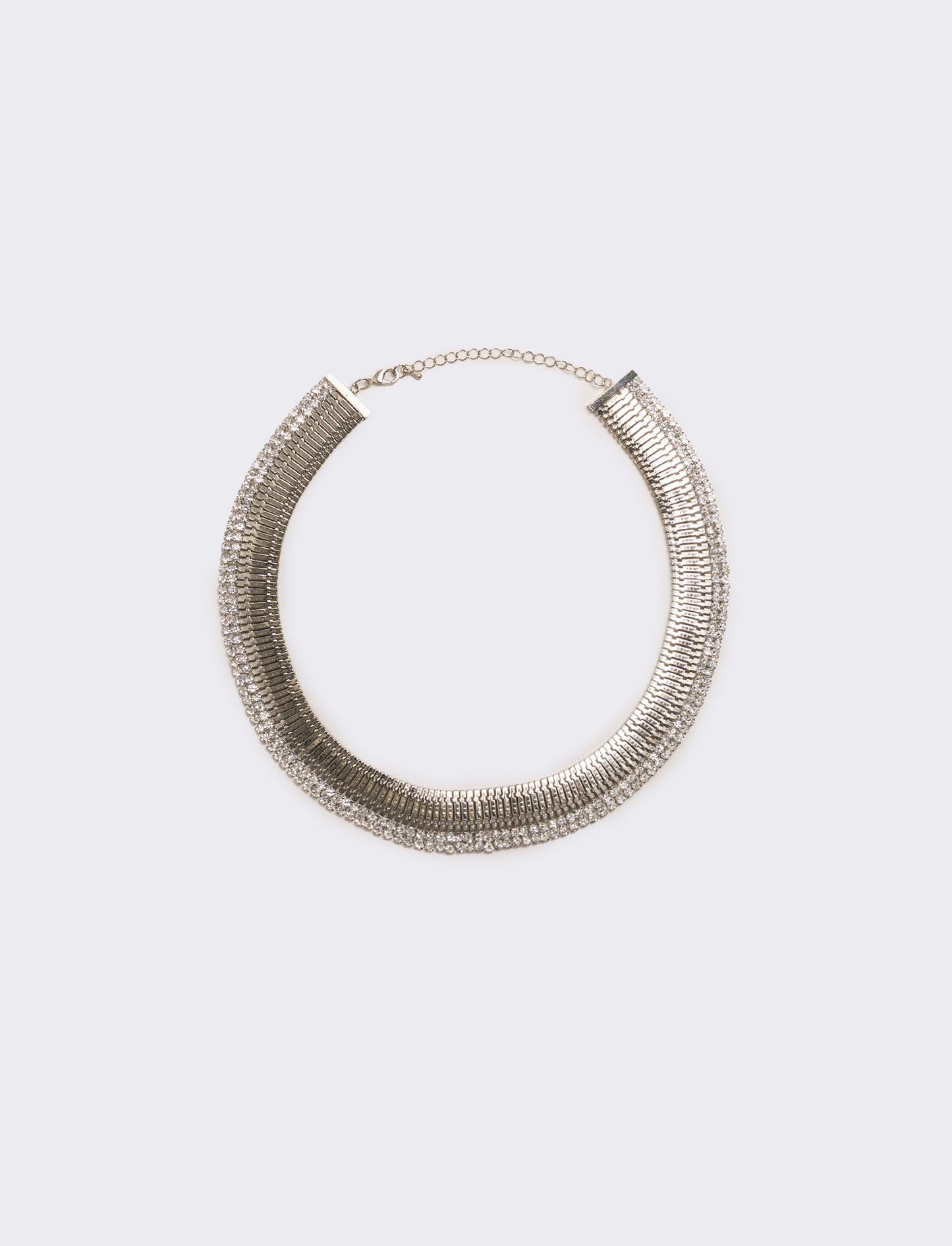 Collana snake semirigida con strass - Argento