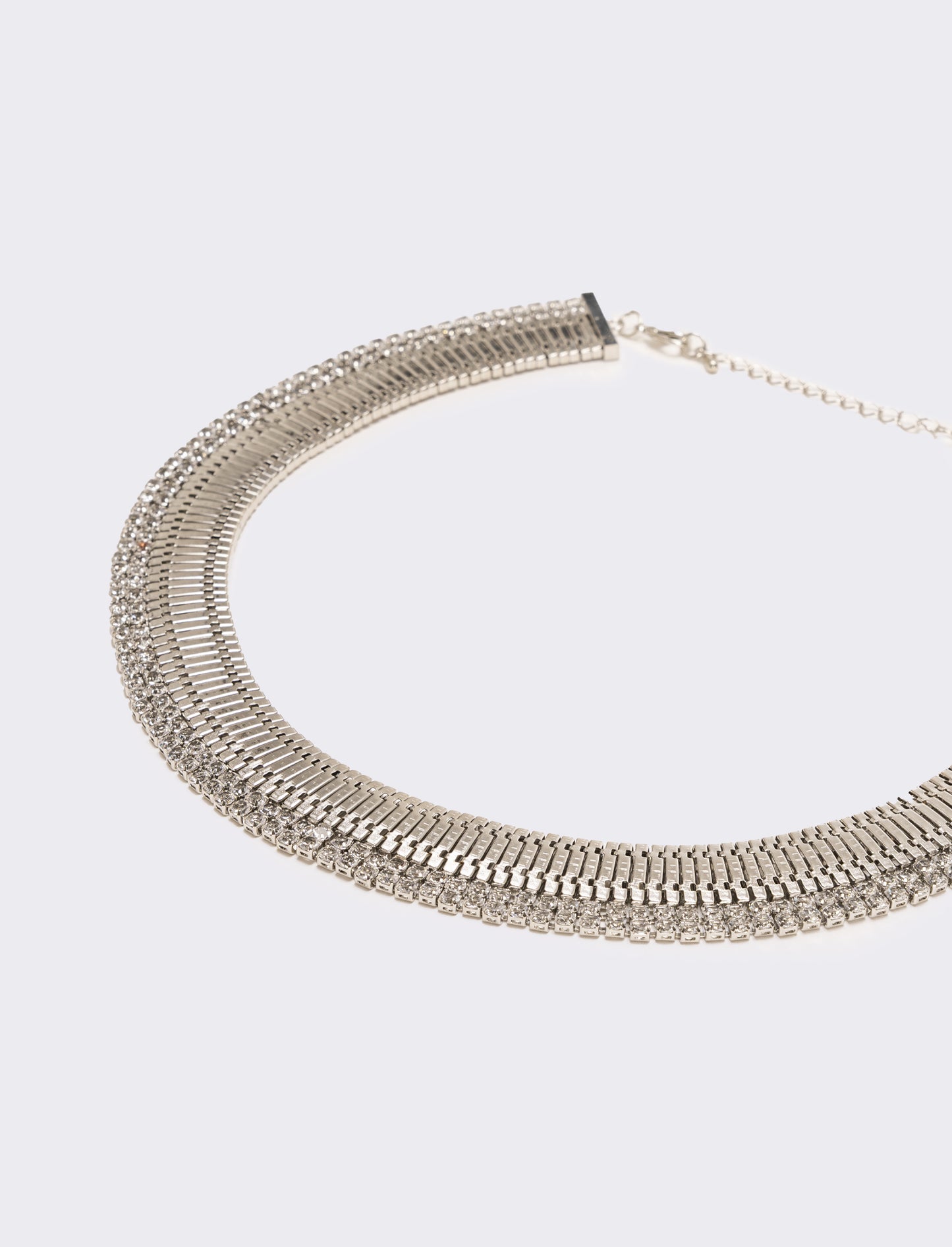 Collana snake semirigida con strass - Argento