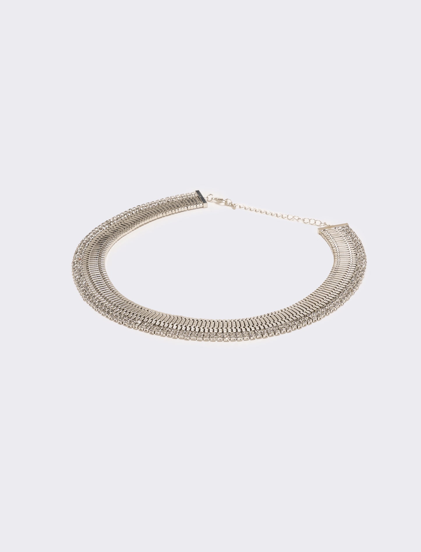 Collana snake semirigida con strass - Argento