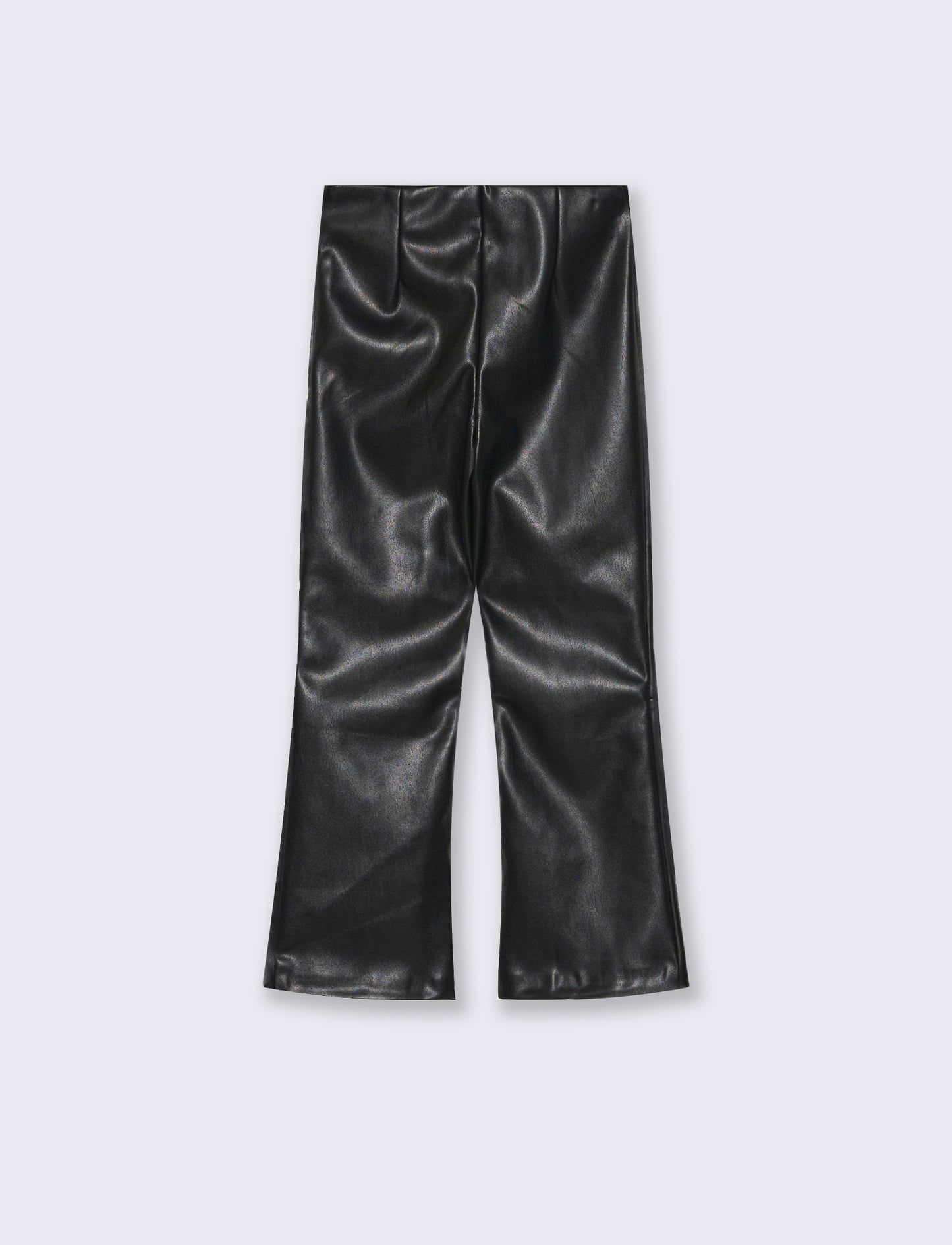 Leggings modello flare in finta pelle. - Nero