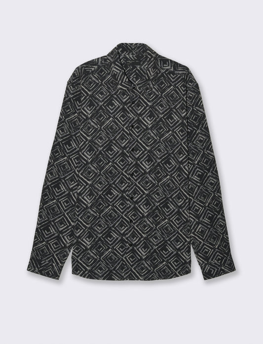 CAMICIA SOFT FIT FANTASIA ASTRATTA - Nero