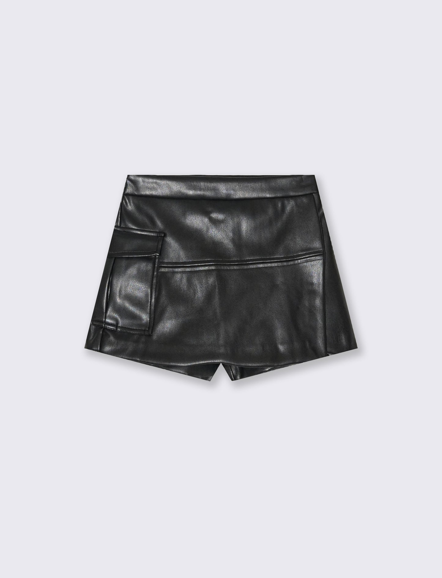 Gonna pantalone in finta pelle. - Nero