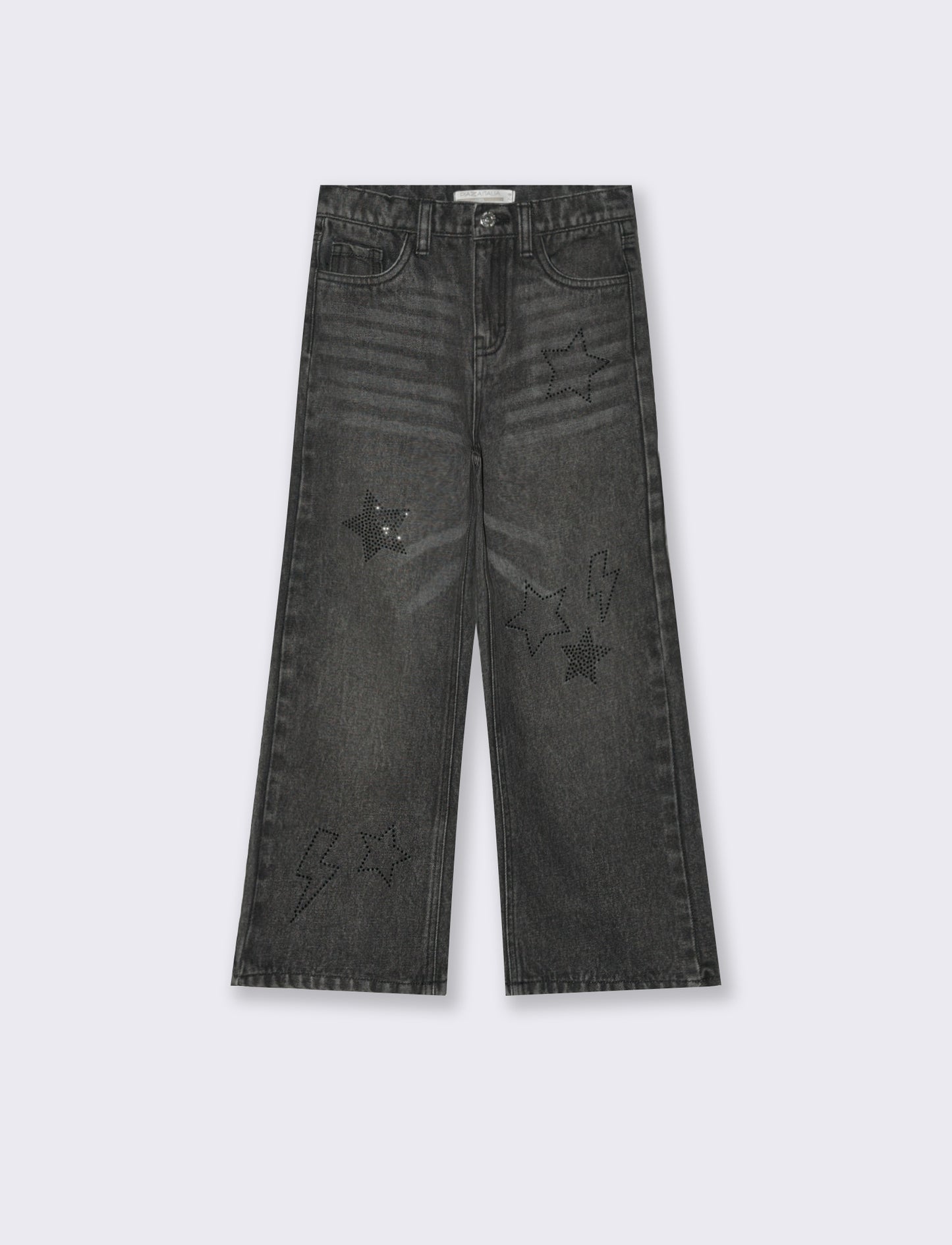 Jeans gamba larga modello cinque tasche. - Nero