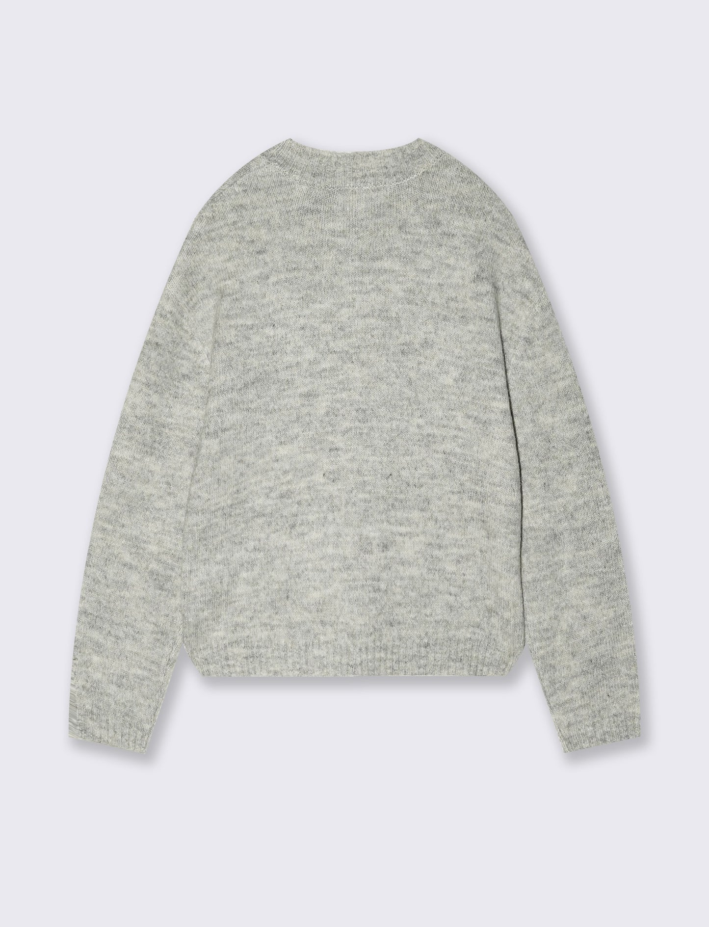 Girls' round neck sweater with stone flowers - Grey