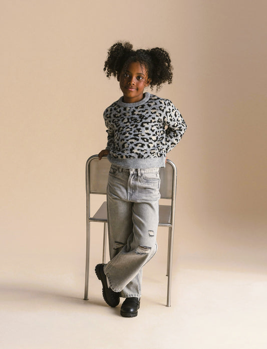Denim modello wide leg. - Grigio
