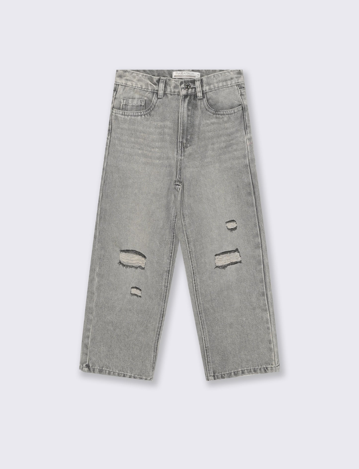 Denim modello wide leg. - Grigio