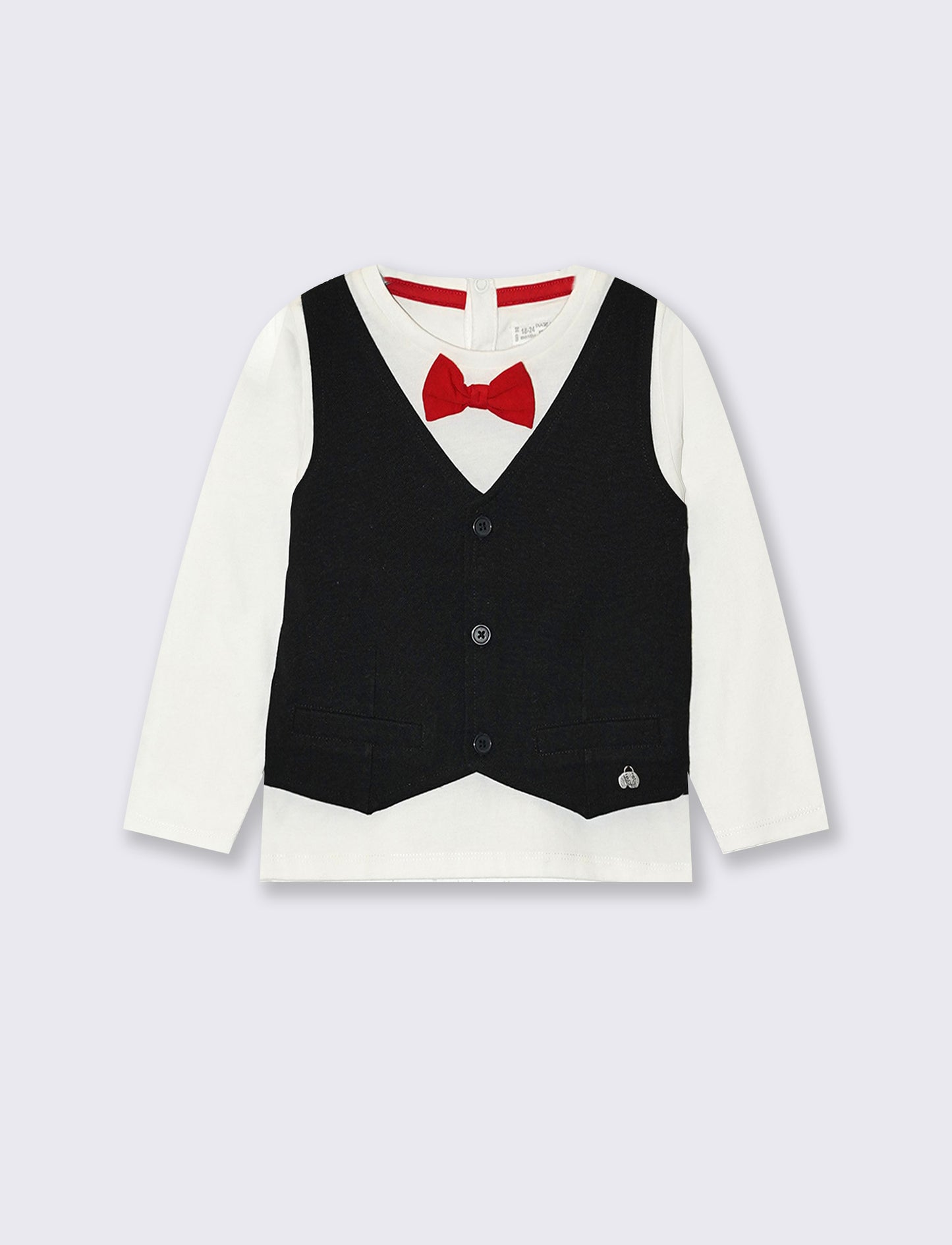 T-shirt girocollo con gilet frontale elegante - Bianco latte