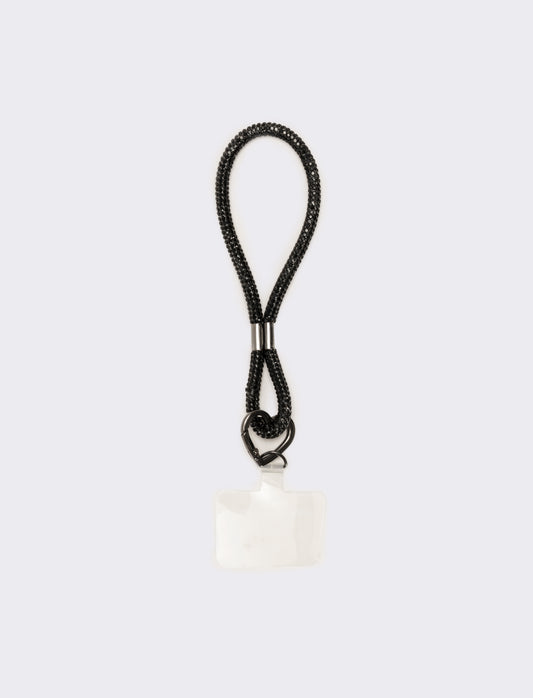 Laccio porta cellulare da polso con strass - Nero