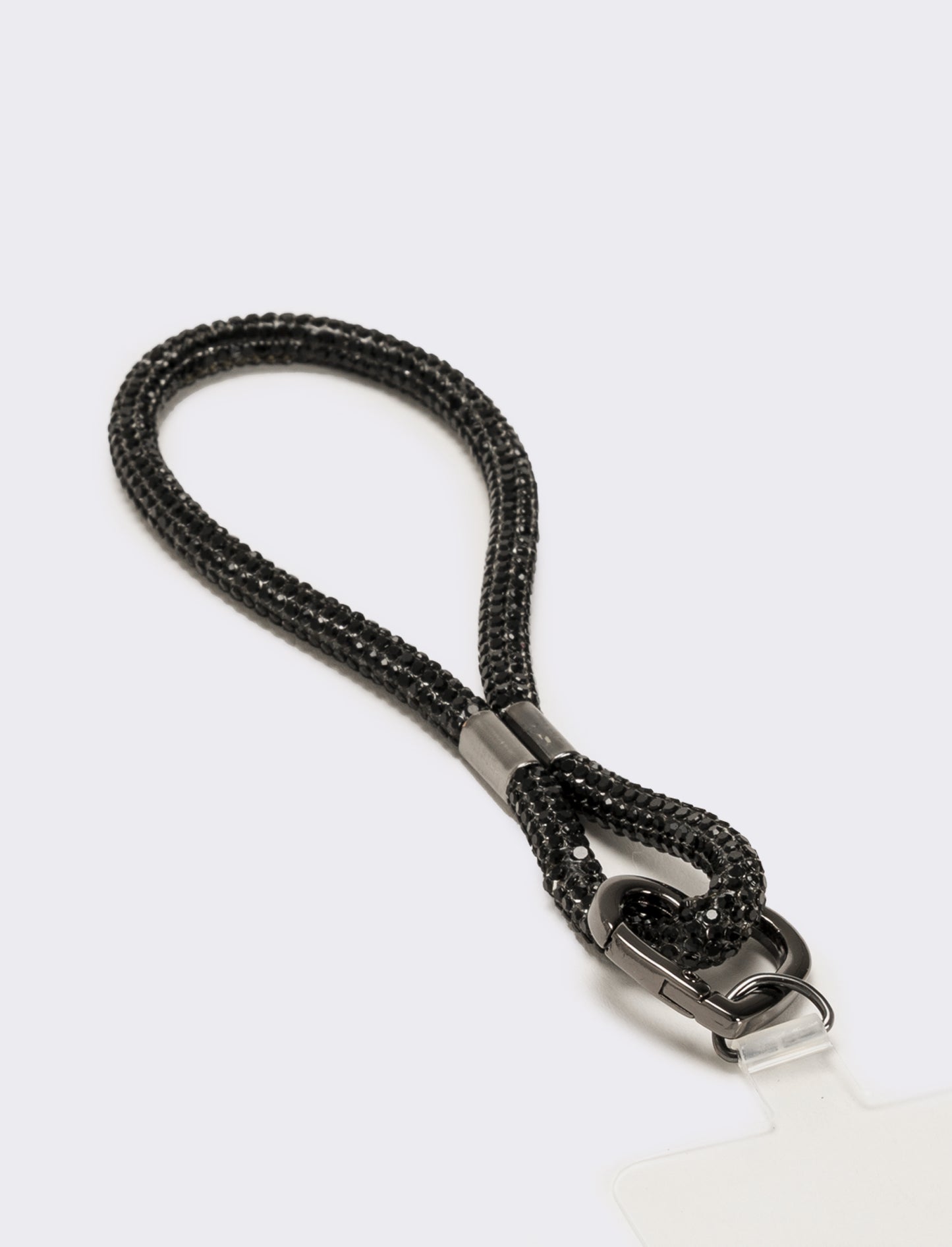Laccio porta cellulare da polso con strass - Nero