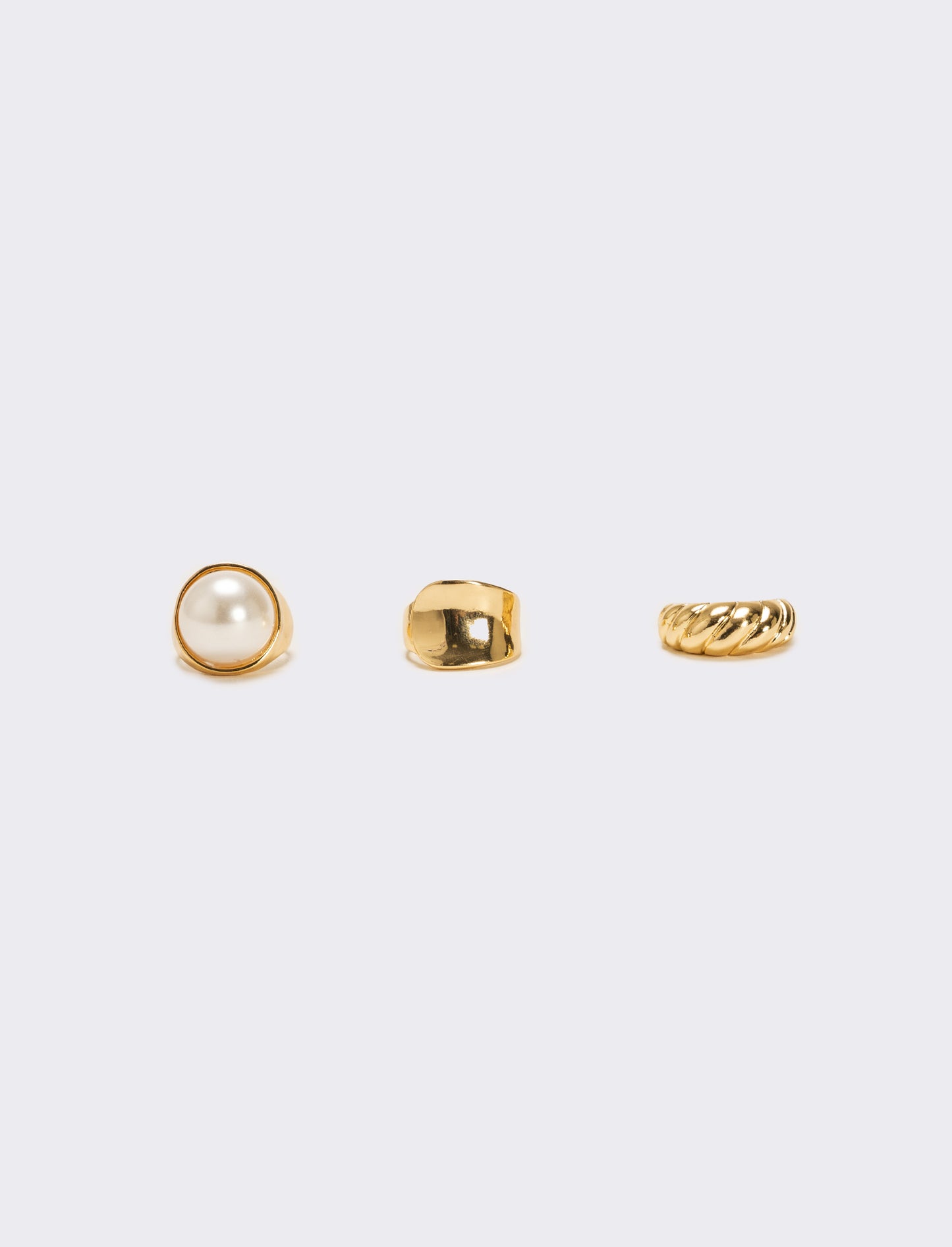 Card anelli 3 pezzi donna con perla grande - Oro
