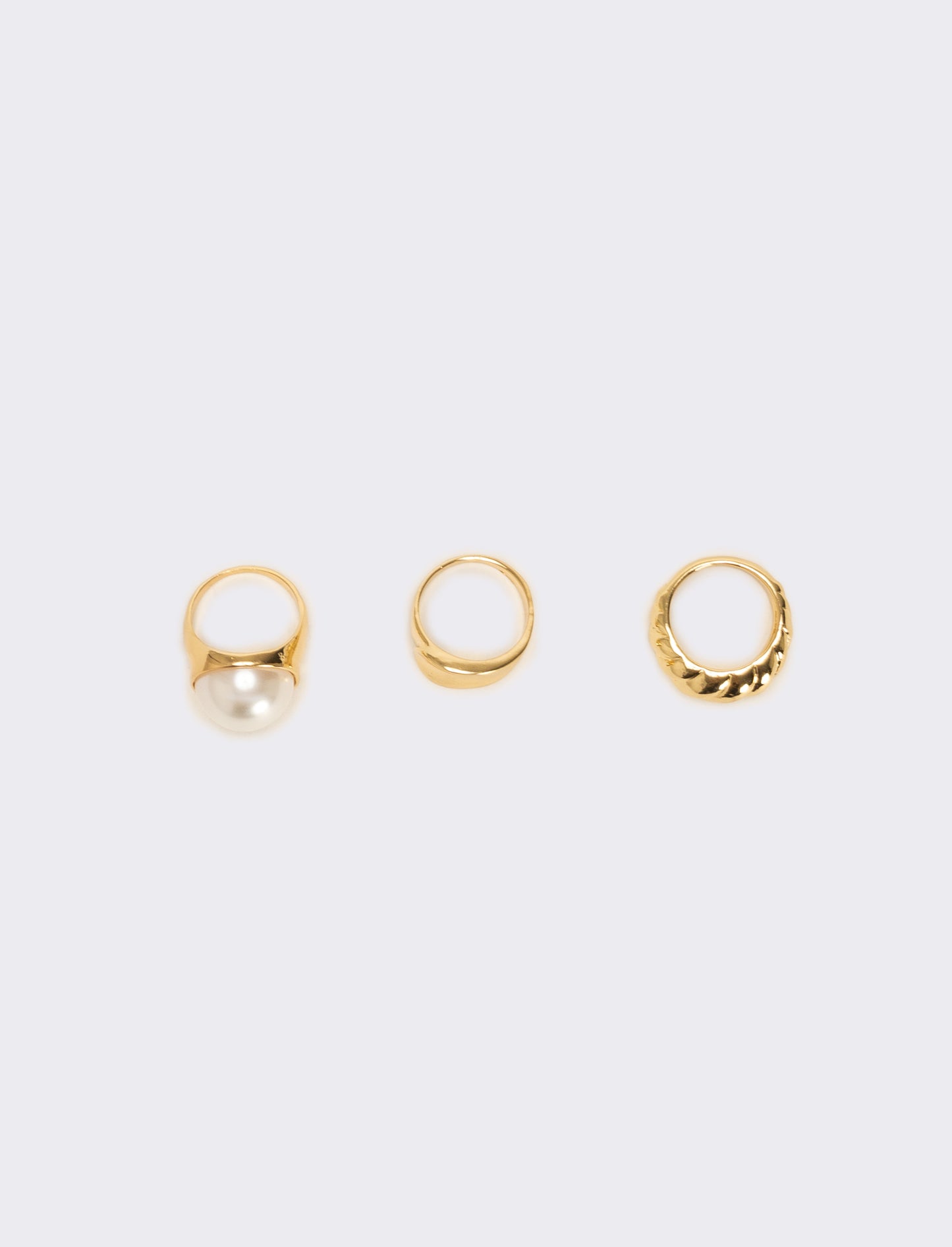 Card anelli 3 pezzi donna con perla grande - Oro