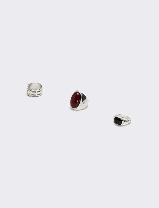 Card anelli 3 pezzi donna con pietre e strass - Argento