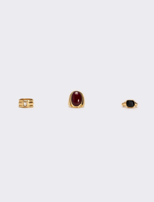 Card anelli 3 pezzi donna con pietre e strass - Oro