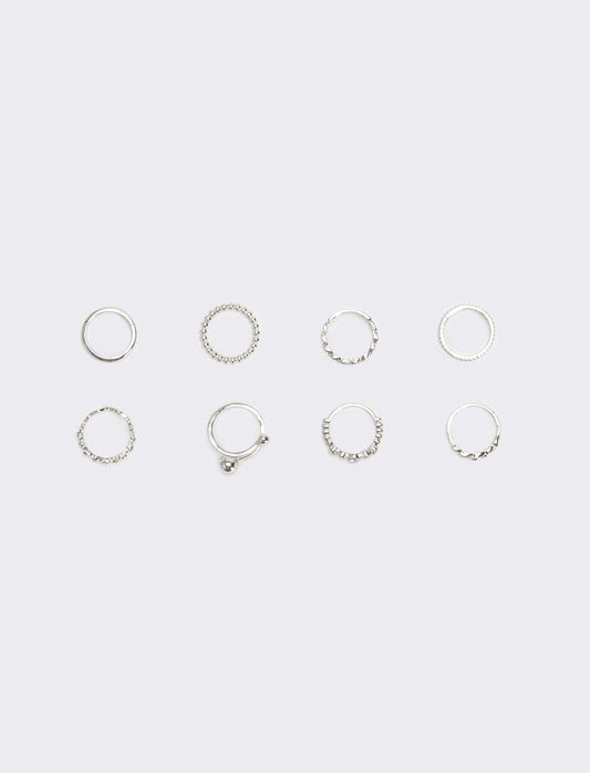 Card anelli 8 pezzi donna - Argento