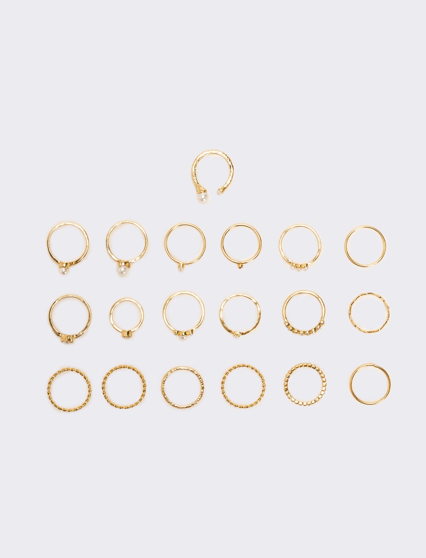 Card anelli donna 19 pezzi con perline - Oro