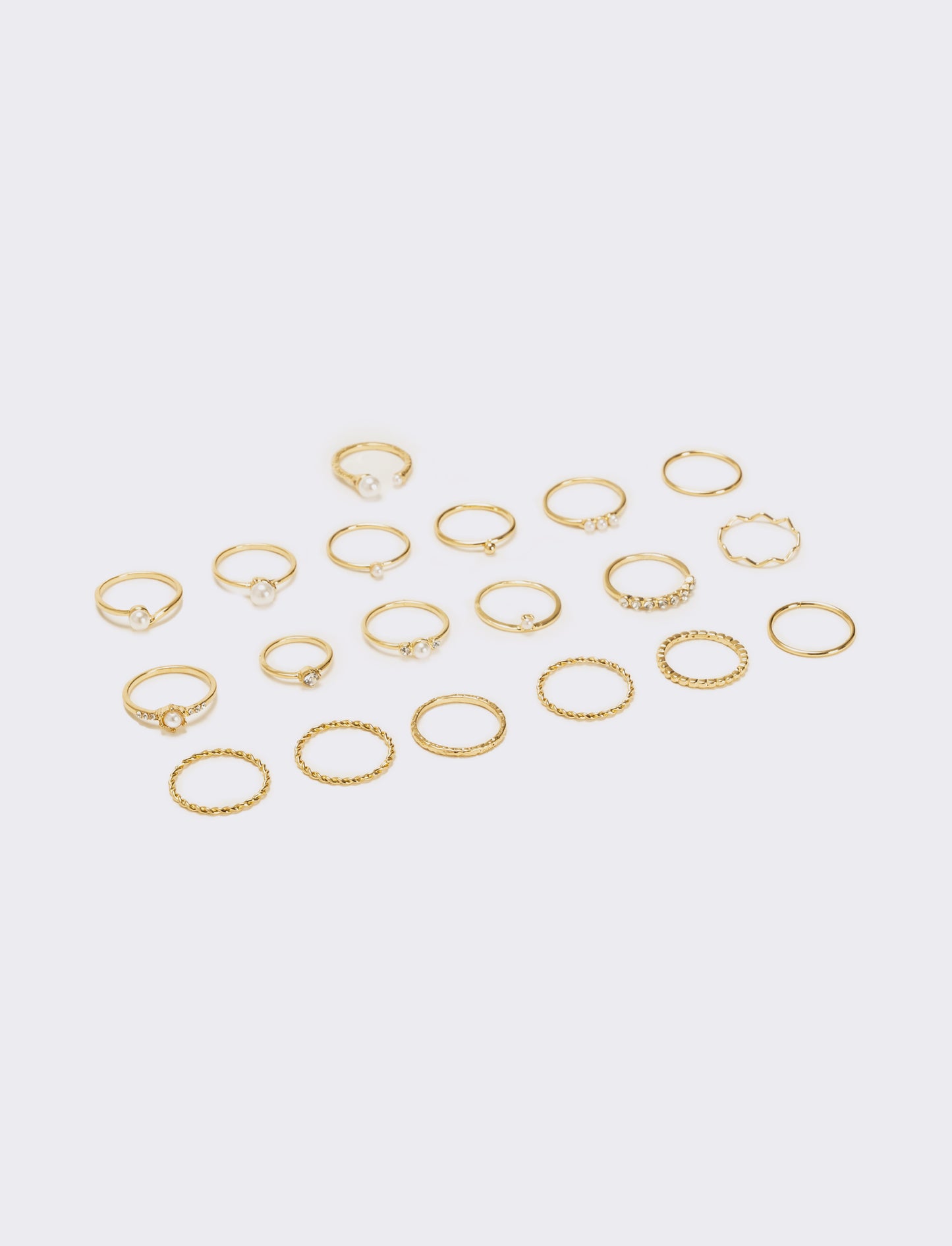 Card anelli donna 19 pezzi con perline - Oro