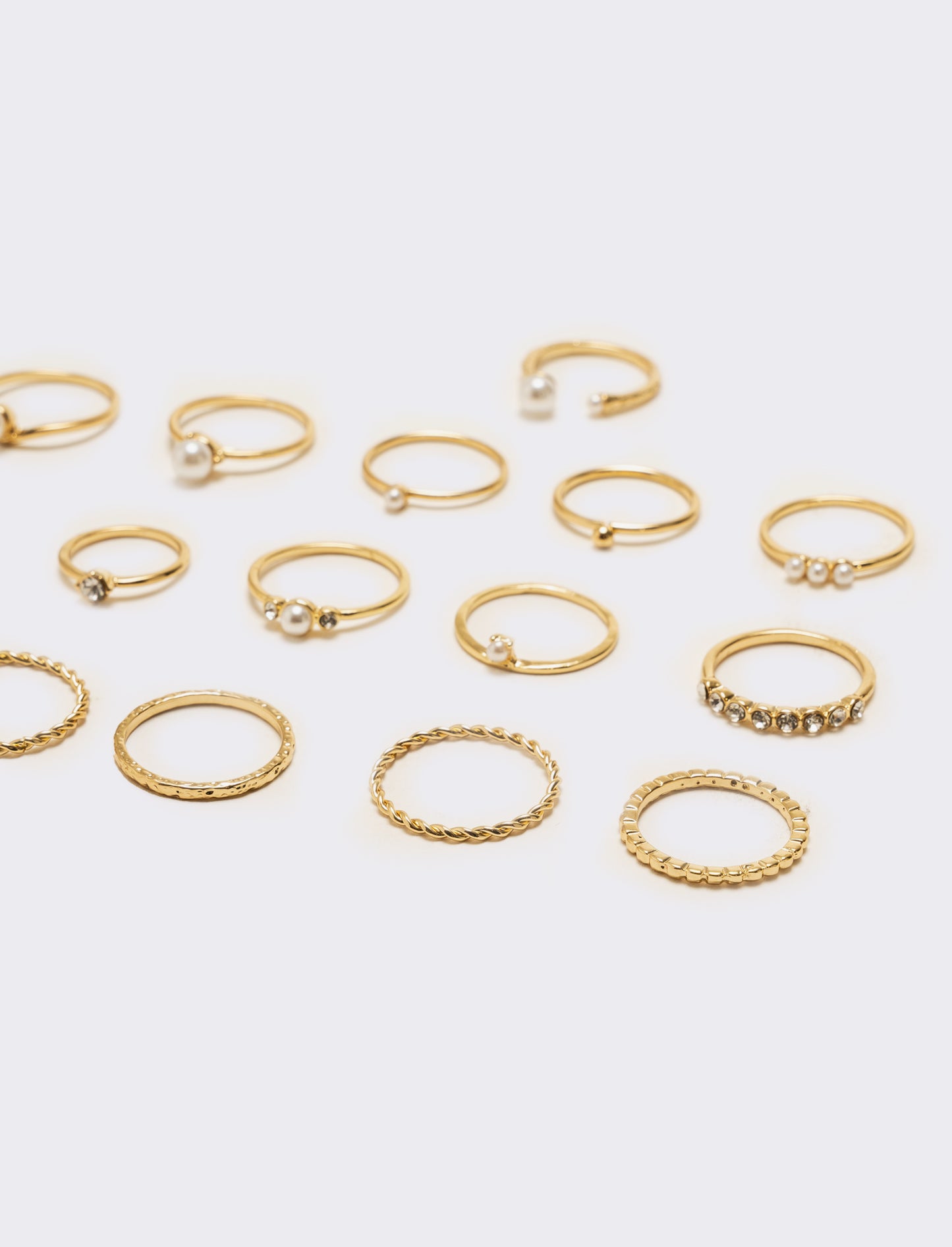 Card anelli donna 19 pezzi con perline - Oro