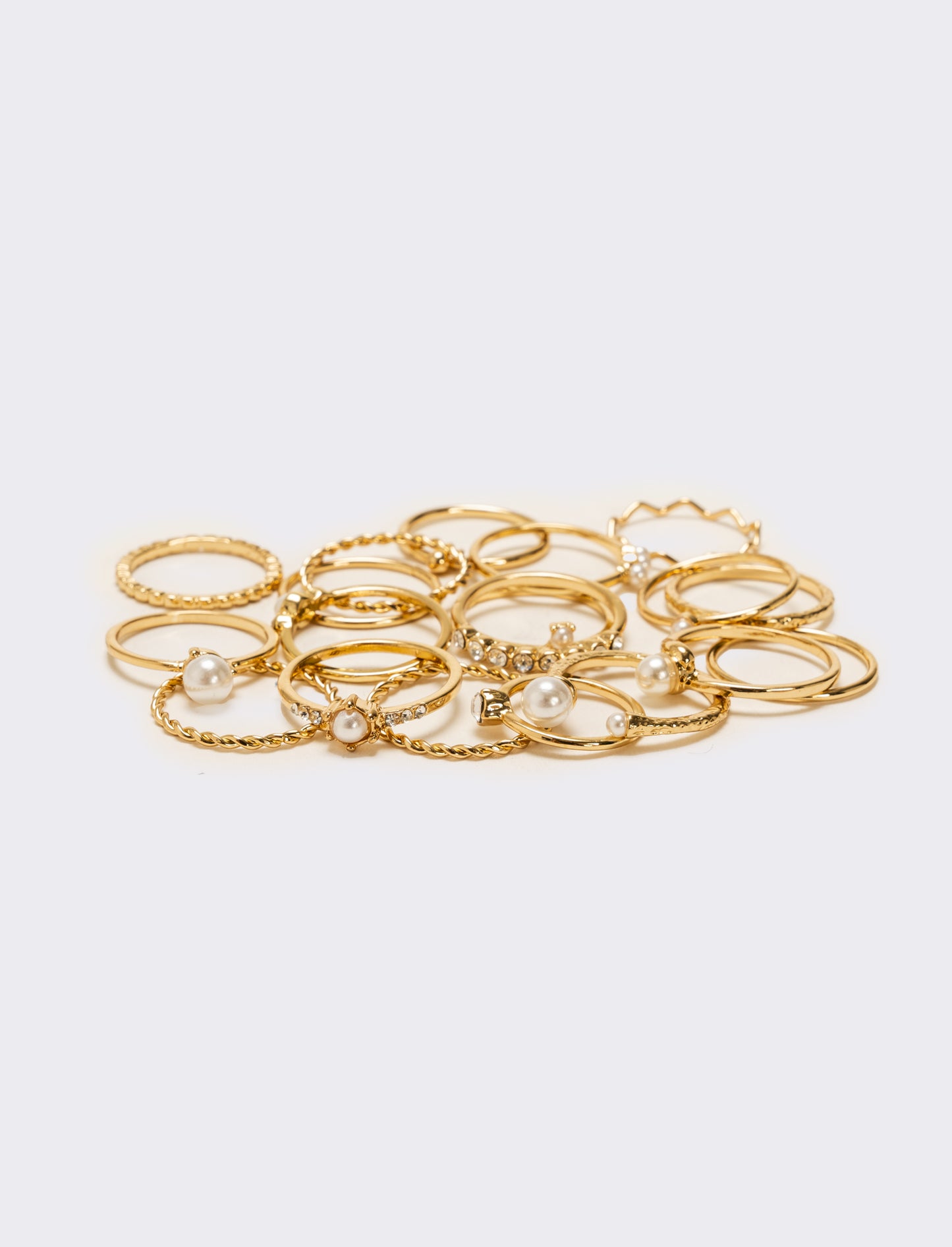Card anelli donna 19 pezzi con perline - Oro