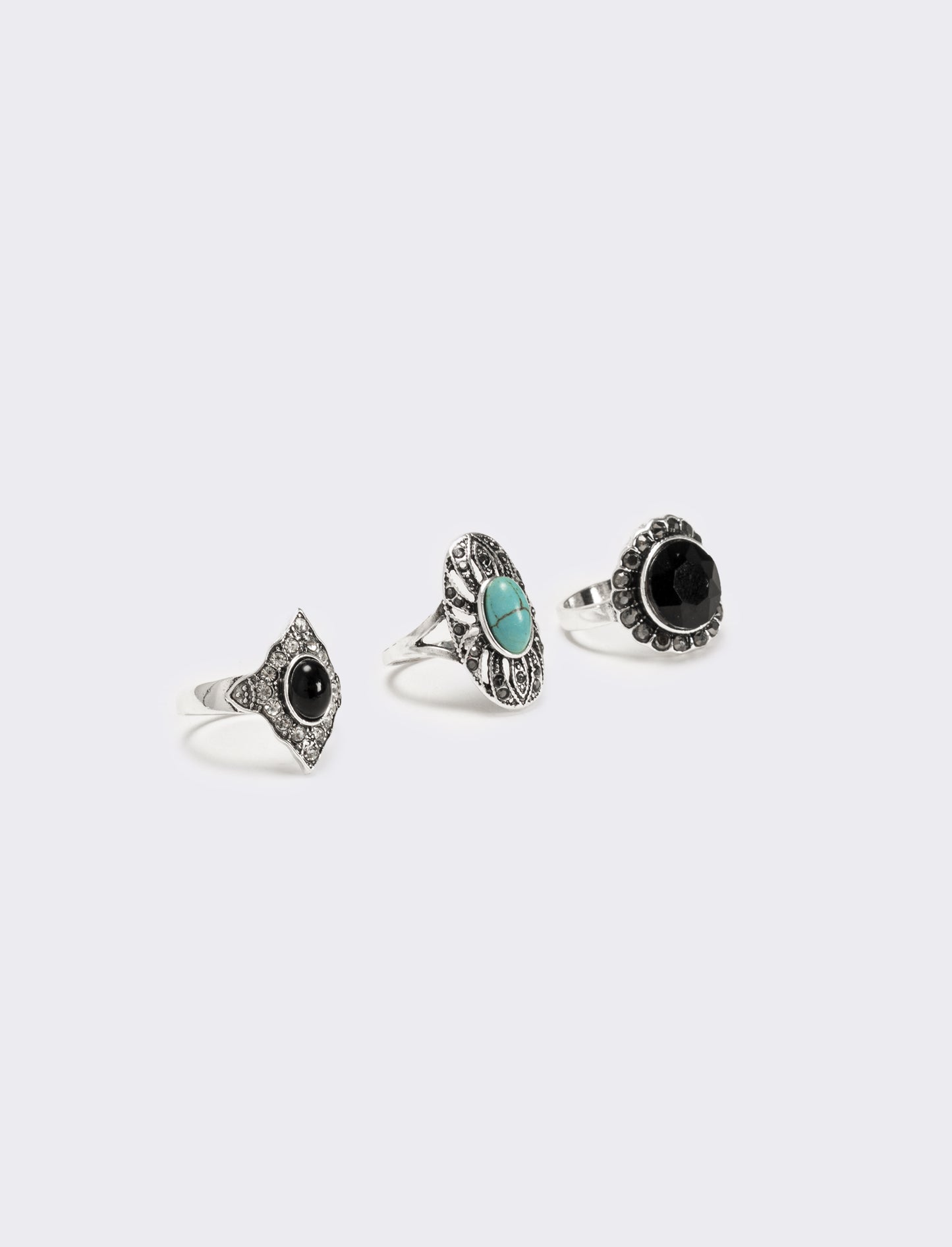 Card anelli 3 pezzi country - Turchese