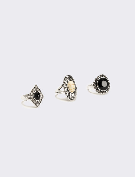 Card anelli 3 pezzi country - Bianco