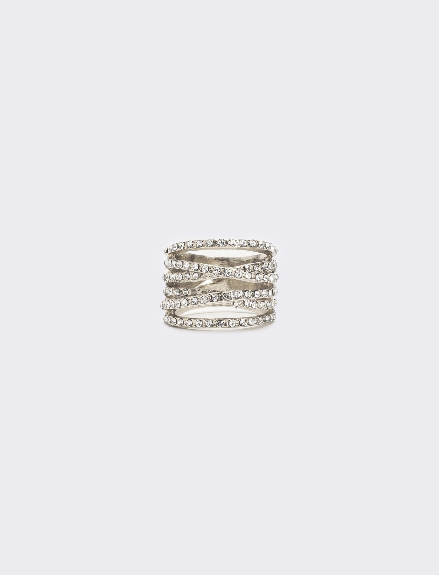 Anello fascia strass - Argento