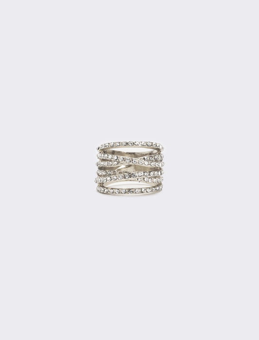 Anello fascia strass - Argento