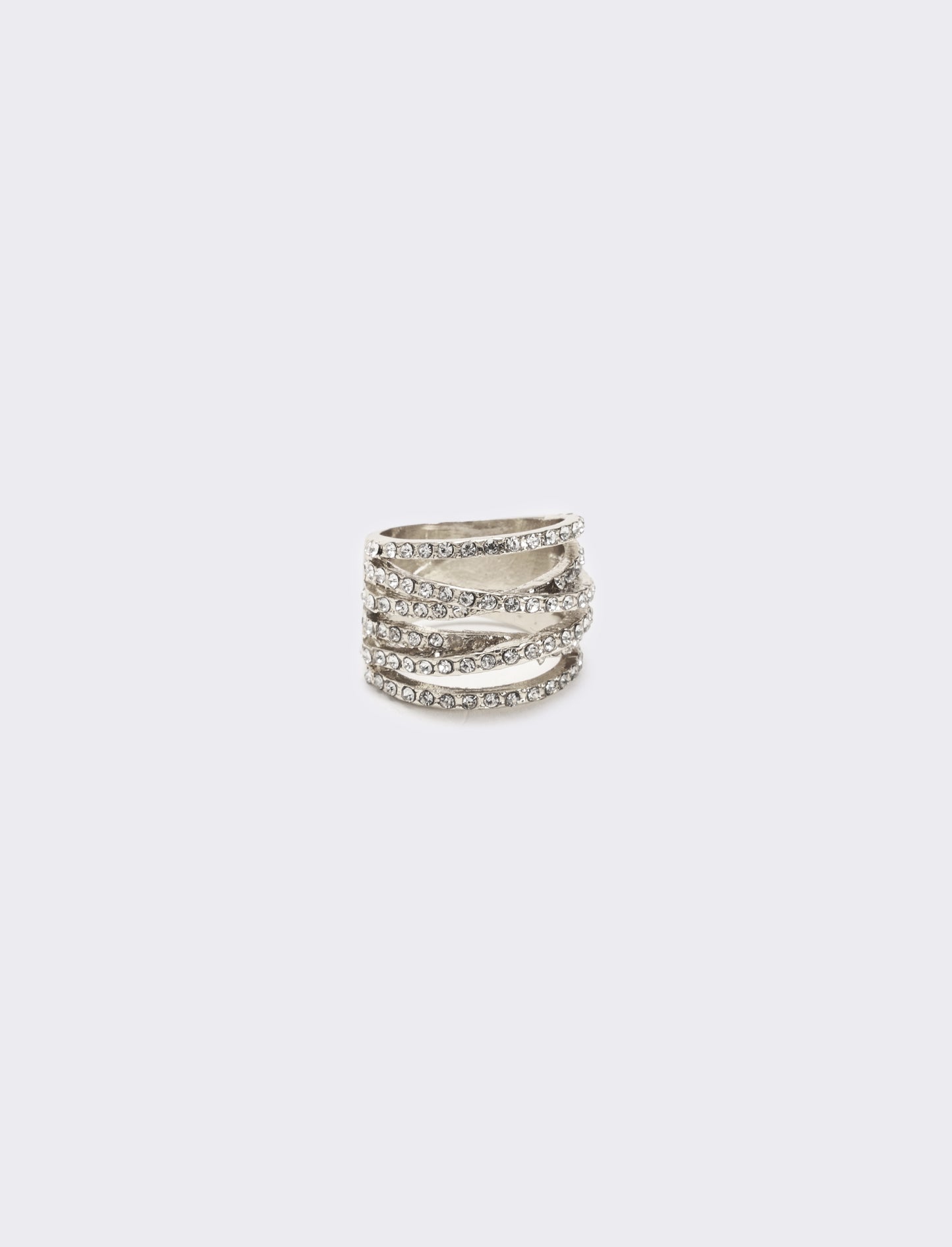 Anello fascia strass - Argento