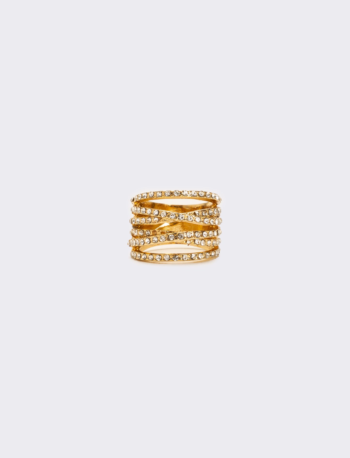 Anello fascia strass - Oro