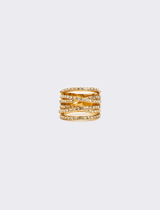 Anello fascia strass - Oro