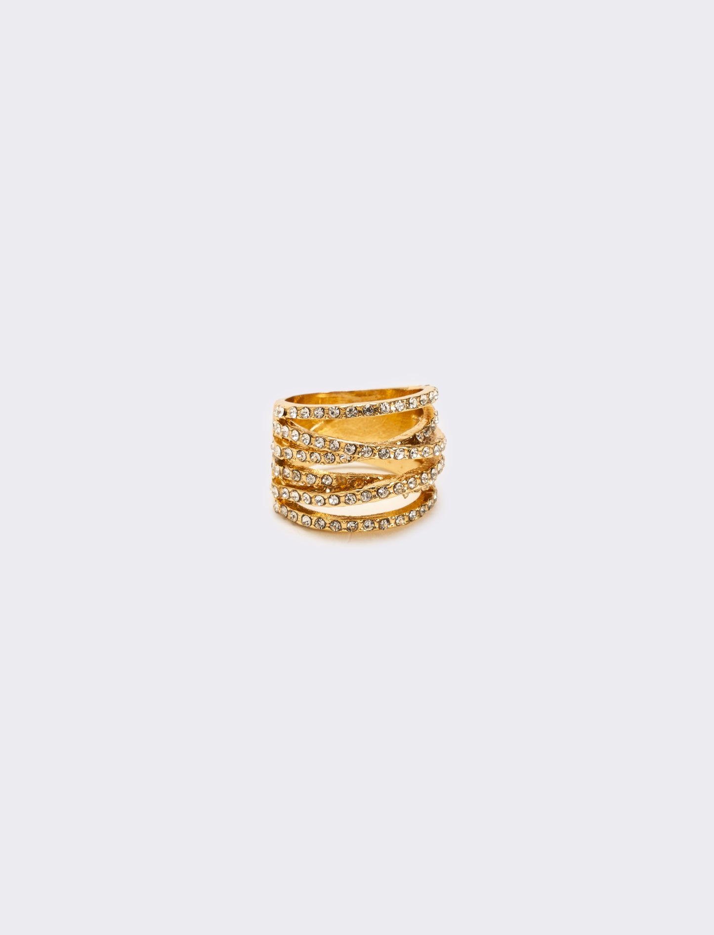 Anello fascia strass - Oro