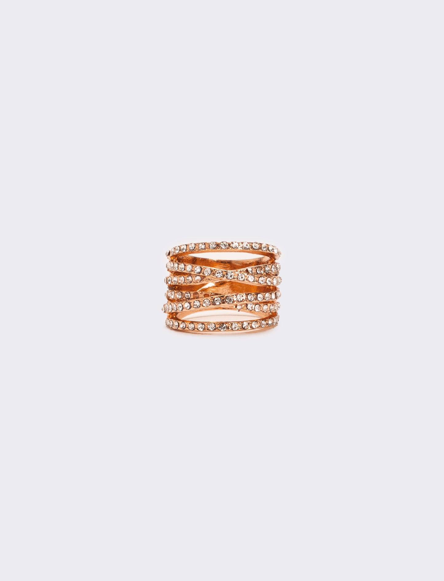 Anello fascia strass - Oro rosa