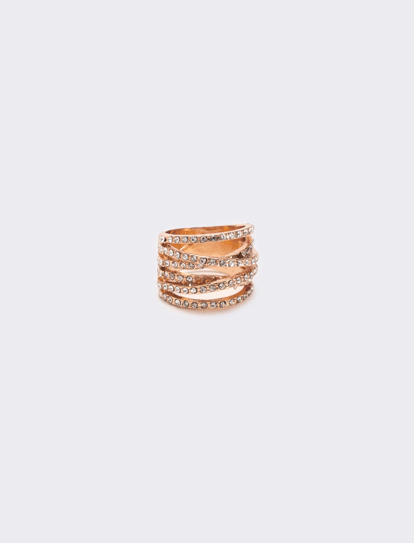 Anello fascia strass - Oro rosa