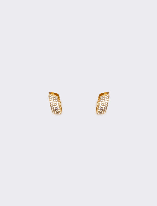 Half-circle earrings with sparkling rhinestones - Gold