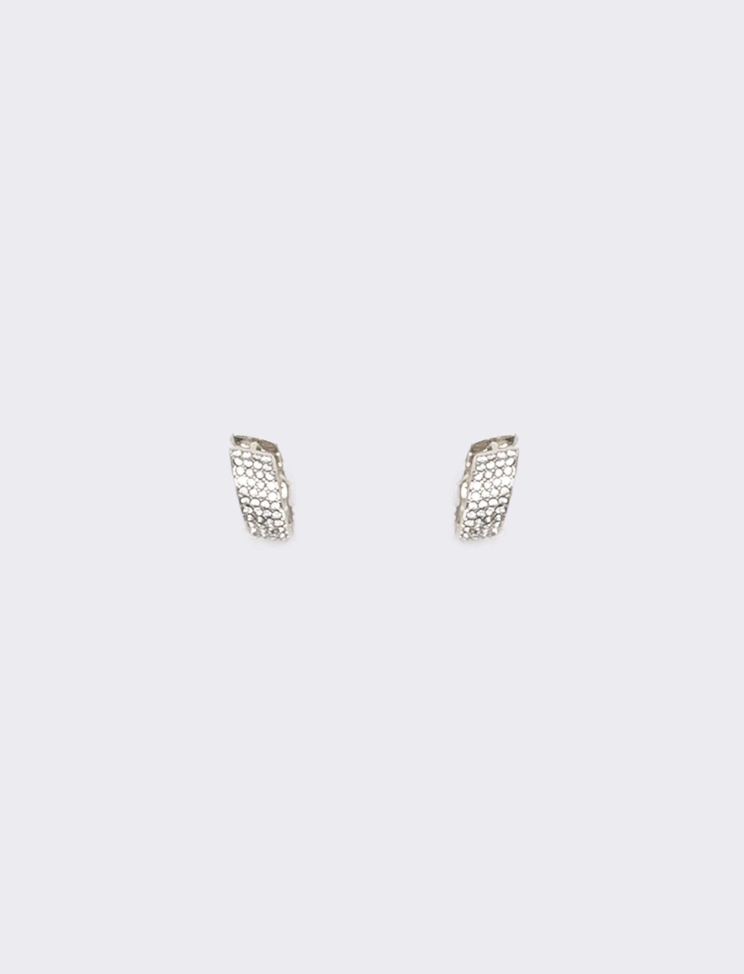 Half-circle earrings with sparkling rhinestones - Silver
