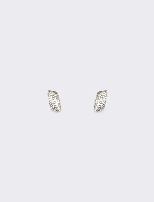 Half-circle earrings with sparkling rhinestones - Silver