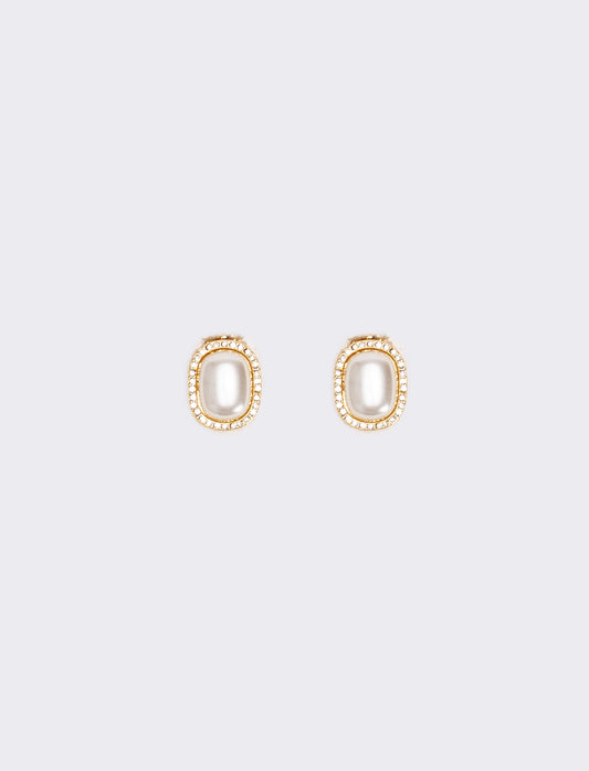 Elegant pearl stud earrings - Gold