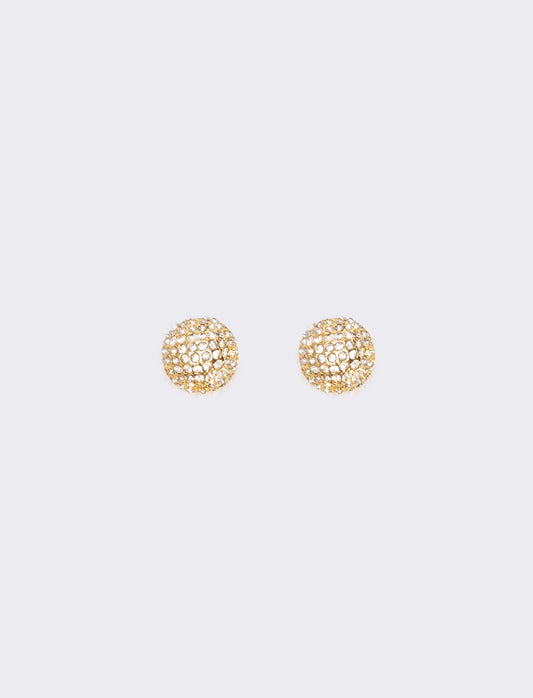 Elegant bead and rhinestone earrings - Gold
