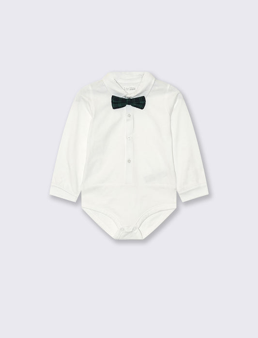 Camicia body elegante con papillon - Bianco latte