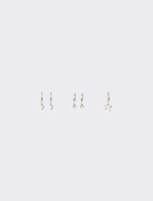Card 3 pairs of hoop earrings - Silver