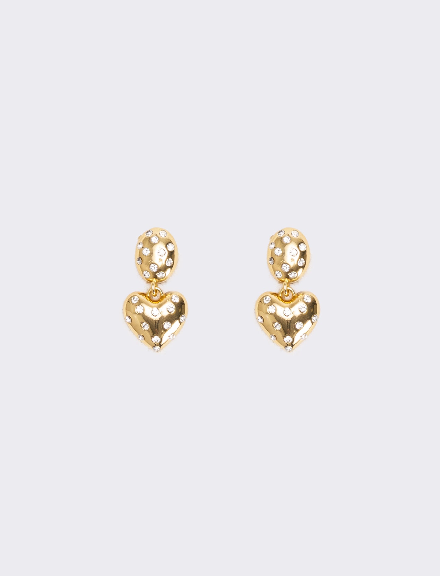 Orecchini cuori con strass in clip - Oro