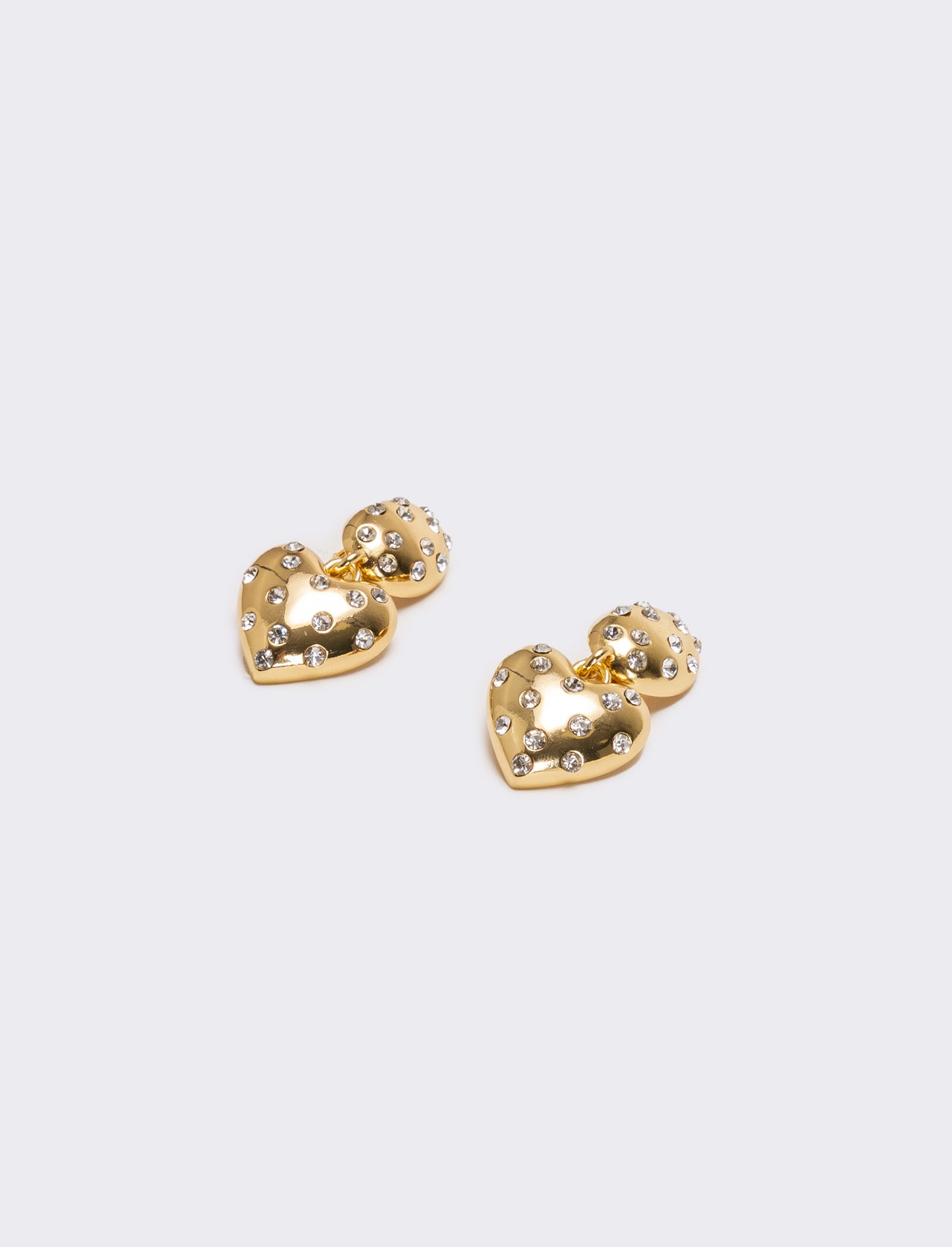 Orecchini cuori con strass in clip - Oro