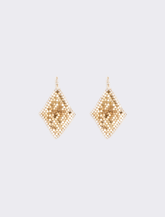 Metallic Knit Handkerchief Earrings - Gold