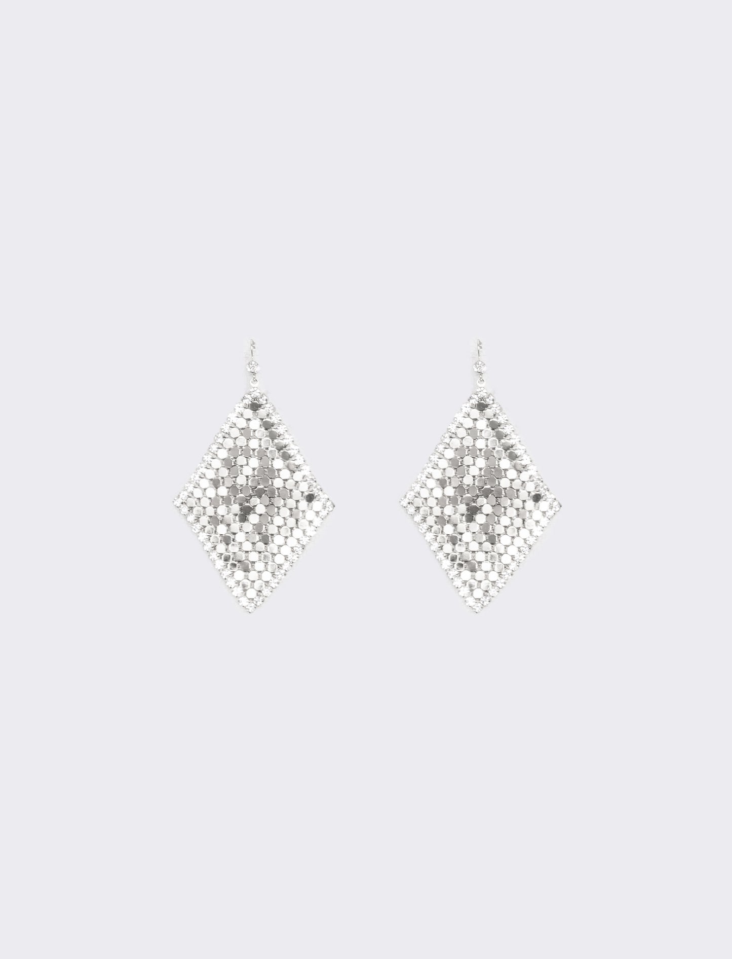 Metallic Knit Handkerchief Earrings - Silver
