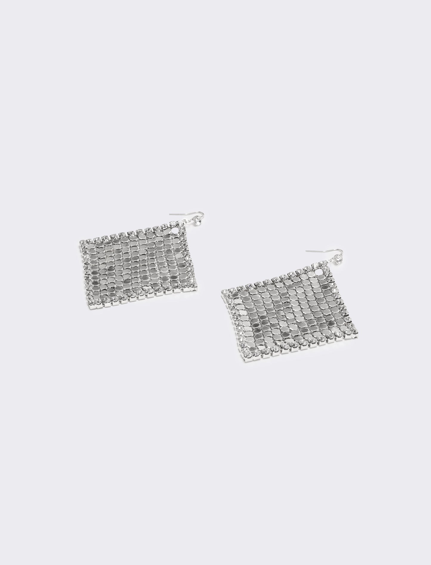 Metallic Knit Handkerchief Earrings - Silver