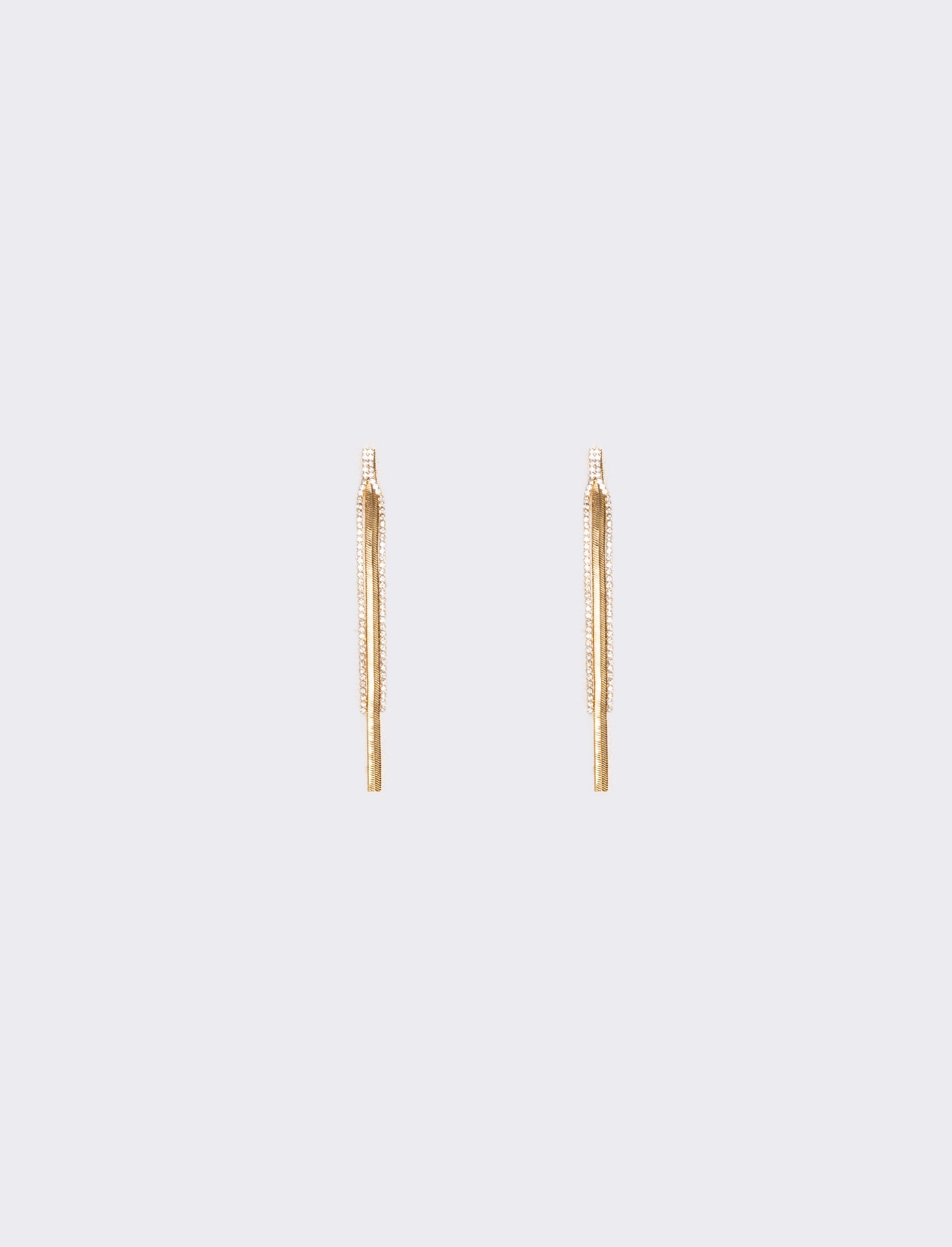 Orecchini pendenti con catene e strass - Oro